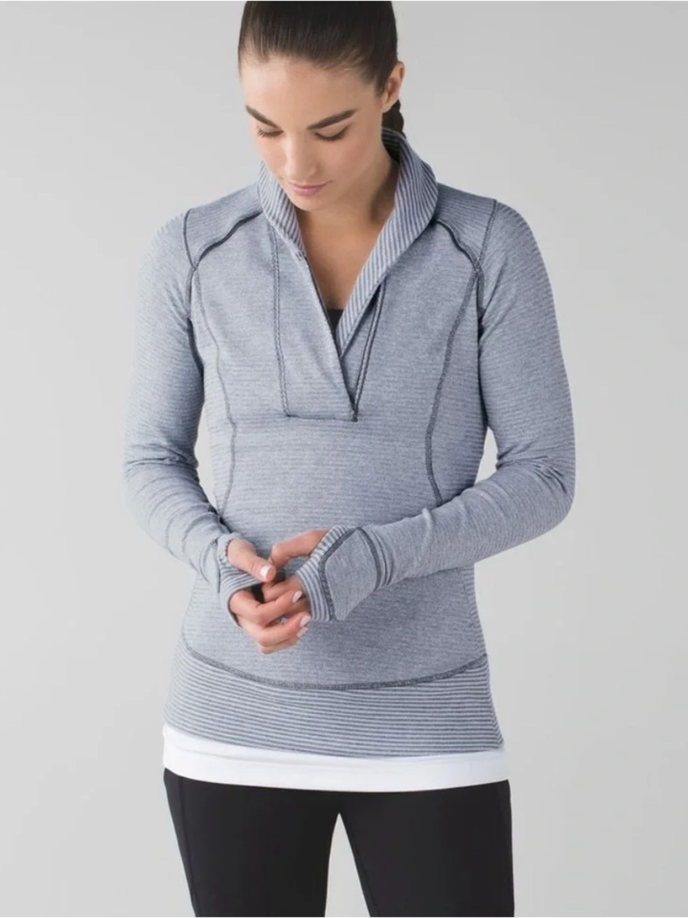 Lululemon Athletica Think Fast Quarter-Zip Pullover, foldover hand warmer